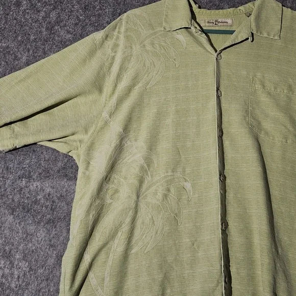 Tommy Bahama Shirt Mens XL Green Floral Palm Tree Silk Button Up Hawaiian Camp - Picture 4 of 9